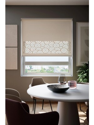 Moontime Alaçatı Lazer Kesim Mat Stor Perde, Lazer Kesimli Modern Serisi, M-201002 Ekru Renk