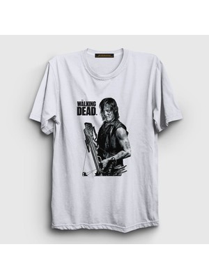 Presmono Unisex Beyaz Daryl Dixon The Walking Dead T-Shirt