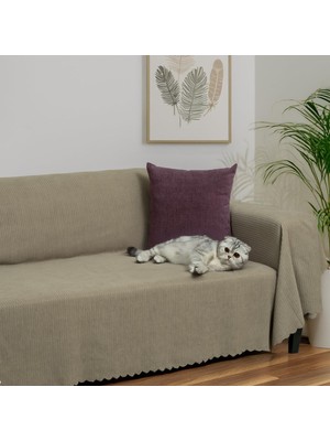 Latuda Home Mikrofiber Şönil Fitilli Minimalist Koltuk Örtüsü -175X300 cm Large, Çift Taraflı
