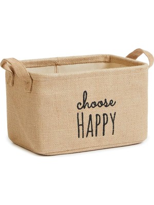 Ocean Home Textile Choose Happy Baskılı Sepet //30X21X18