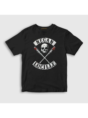 Presmono Unisex Çocuk Siyah Negan V3 The Walking Dead T-Shirt