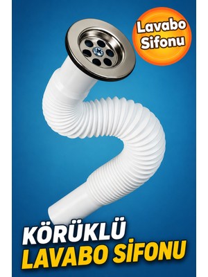 Cina Max Körüklü Lavabo Sifonu Esnek Lavabo Gider Hortumu Paslanmaz Süzgeçli