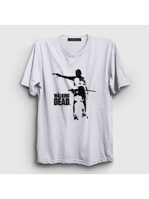 Presmono Unisex Beyaz Silhouettes The Walking Dead T-Shirt