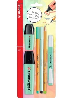 Kalem Seti - Tek Pastel Renk - 6'li Set - Yeşil