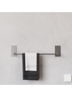 Zift Unique Ömür Boyu Paslanmaz Çelik Havlu Askısı - Yapışkanlı Montaj Havluluk - 45CM Banyo
