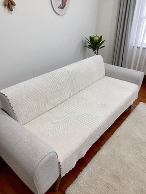Yumuşacık Welsoft 3 Kişilik Koltuk Örtüsü Koltuk Şalı ve 170X200 (Krem)