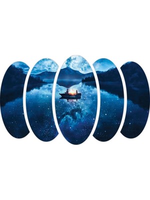 Moontime Alaçatı Tekne Gece Sanatsal Mdf Tablo 1343 (Model A)