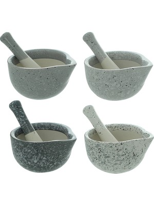 Havaneli ve Harç Seti Stoneware Otlar Baharatlar Biber Salçası Sarımsak Öğütücü Kırıcı