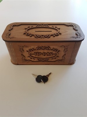 Karakoç Eğitim Araçları Tip Box Bahşiş Tip Kutusu Ahşap Kumbara Anahtarlı Kilitli Bahşiş I