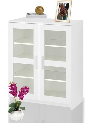 Dekorex KNS-104-C-BEYAZ 2 Cam Kapaklı Konsol