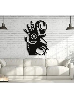 Moontime Alaçatı Iron Man Ahşap Duvar Dekoru-Çocuk Odası Duvar Süsü