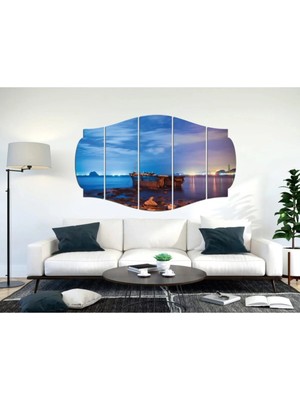 Moontime Alaçatı Tekne Sahil Deniz Mdf Tablo 1380 (Model C)