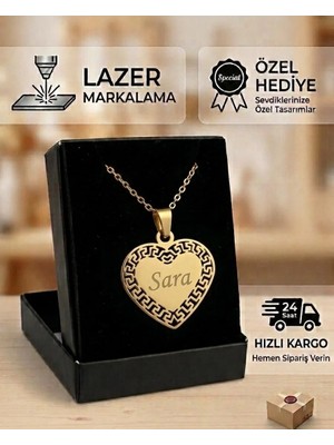 Melisa Takı & Aksesuar 316L Çelik Gold Renk Isim Yazılır Kalp Kolye (Kişiselleştirilebilir)