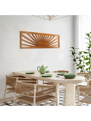 Moontime Alaçatı Lazer Kesim Ahşap Gün Batımı Duvar Sanat 100X35