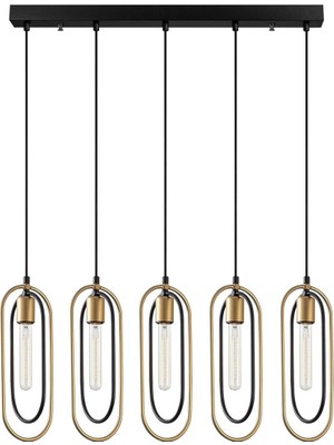 Metal Gövdeli 5'li Sarkıt Avize Modern Tasarım Mutfak ve Salon Için, SIYAH-2061