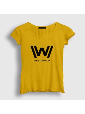 Presmono Kadın Sarı Logo V2 Westworld T-Shirt