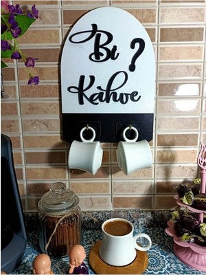 Moontime Alaçatı Duvar Dekorasyon Dekoratif Kupalık Fincan Askılığı 2 Li Bi Kahve Tasarımı