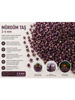 CAS Dekoratif Doğal Taş 2-4 mm | Epoksi, Teraryum, Akvaryum, Saksı ve Resin Art -100 gr - Mürdüm