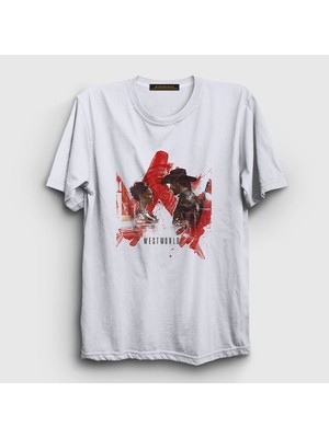 Presmono Unisex Beyaz Maeve Hector Westworld T-Shirt