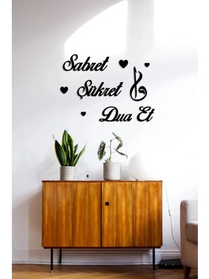 Moontime Alaçatı Sabret Şükret Dua Et Duvar Yazısı Ahşap Dekoratif Lazer Kesim 60X45 cm