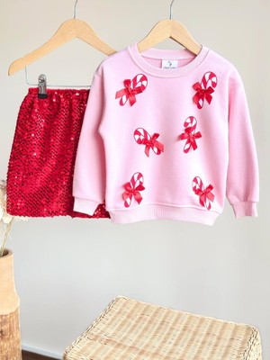 Unicorn Kız Çocuk Kurdele Detaylı Sweatshirt ve Pul Etek Takım