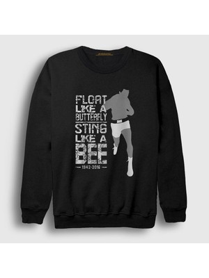Presmono Unisex Siyah Butterfly Muhammed Ali Sweatshirt