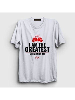 Presmono Unisex Beyaz Greatest Muhammed Ali T-Shirt