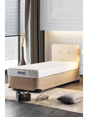 Luna Baza Başlık Yatak Seti - 80x180 cm Tek Kişilik Ortopedik Set Sağlamlaştırılmış Sandıklı Baza