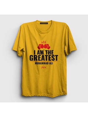 Presmono Unisex Sarı Greatest Muhammed Ali T-Shirt