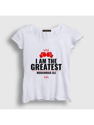 Presmono Kadın Beyaz Greatest Muhammed Ali T-Shirt
