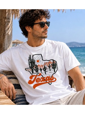 Qmen Style Unisex Basic Baskılı T-Shirt Texsas %100 Pamuk