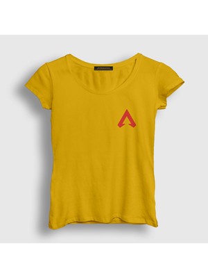 Presmono Kadın Sarı Side Logo Apex Legends T-Shirt