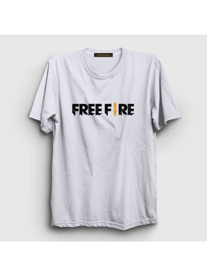 Presmono Unisex Beyaz Logo Free Fire T-Shirt