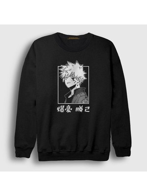 Presmono Unisex Siyah Bakugo Anime Boku No Hero Academia Sweatshirt