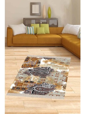 Pelangi Kırkyama Patchwork Şal Desenli Etnik Dijital Baskı Yıkanabilir Modern Salon Halı ve Yol
