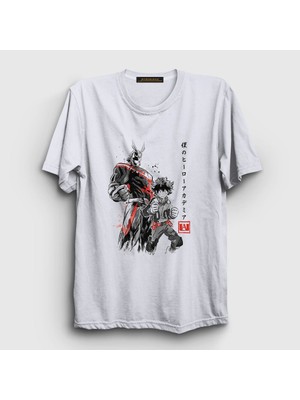 Presmono Unisex Beyaz Team Anime Boku No Hero Academia T-Shirt