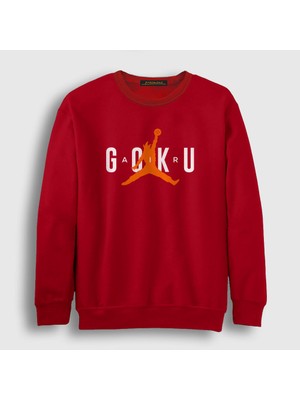 Presmono Unisex Kırmızı Air Goku Anime Dragon Ball Sweatshirt