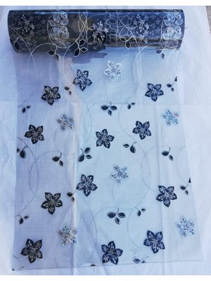 Şeffaf Desenli 80CM x 250CM Masa Örtüsü 1.7mm Kalın Pvc Kaymaz Masa Örtüsü