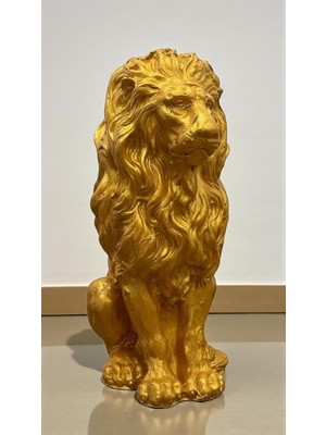 Dekoratif 53CM Büyük Boy Gold Aslan Heykeli Ev Balkon Bahçe Dekorasyon Bohem Biblo Heykel
