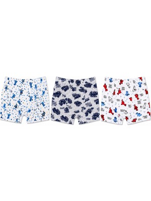 Tutku Çocuk Erkek Elastan Emprime Boxer 3 Lü Set