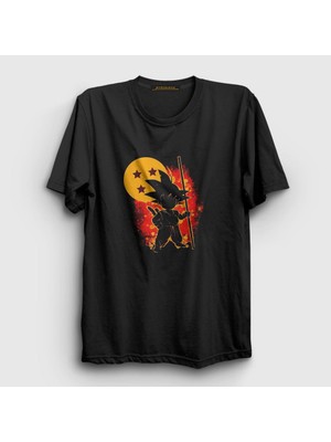 Presmono Unisex Siyah Kid Goku Anime Dragon Ball T-Shirt