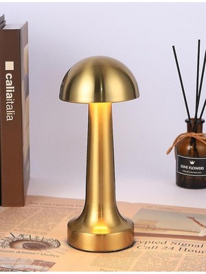 Şarjlı Masa Lambası Dimmerli Dekoratif Abajur Cata Lizbon Gold Dokunmatik Sunum Lambası 3 Renk M