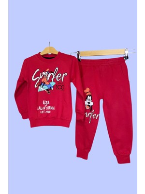 Noble Kids Erkek Çocuk Goofy Baskılı Eşofman Takımı Kırmızı