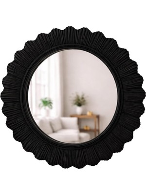 Dekoratif Yuvarlak Duvar Aynası 45 cm – Modern Ince Çerçeveli Ayna, Salon Antre Banyo Için (