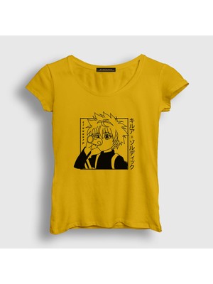 Presmono Kadın Sarı Killua Anime Hunter x Hunter T-Shirt