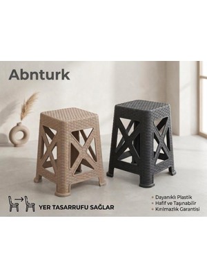 Abnturk 2 Adet Sağlam Dayanıklı Rattan Hasır Tabure Kırılmaz Yamulmaz Sandalye 28X45CM (Stokta Olan Renklerden Gönderilecektir)