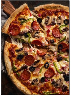Bedeko Karışık Malzemeli Nefis Pizza Resmi Mdf Ahşap Tablo