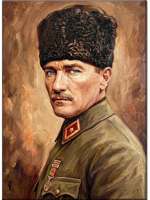 Bedeko Kalpaklı Üniformalı Mustafa Kemal Atatürk Mdf Ahşap Tablo