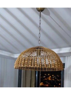 Turkish Belkıs Rattan Rattan Avize 50 cm Çap