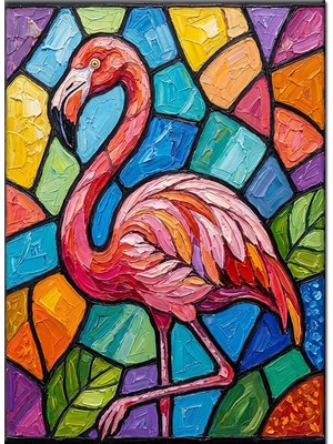 Bedeko Mozaik Tasarımlı Pembe Flamingo Mdf Ahşap Tablo